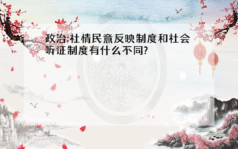 政治:社情民意反映制度和社会听证制度有什么不同?