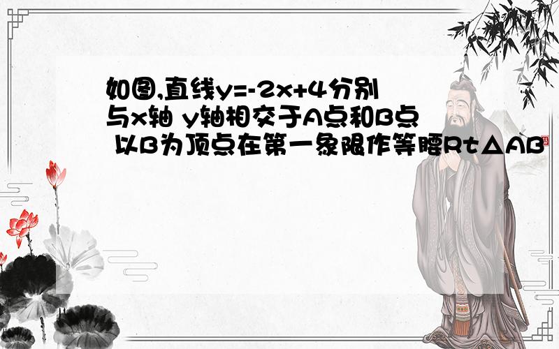 如图,直线y=-2x+4分别与x轴 y轴相交于A点和B点 以B为顶点在第一象限作等腰Rt△AB