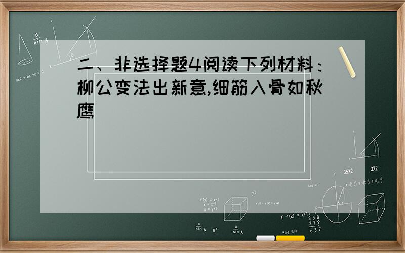 二、非选择题4阅读下列材料：柳公变法出新意,细筋入骨如秋鹰