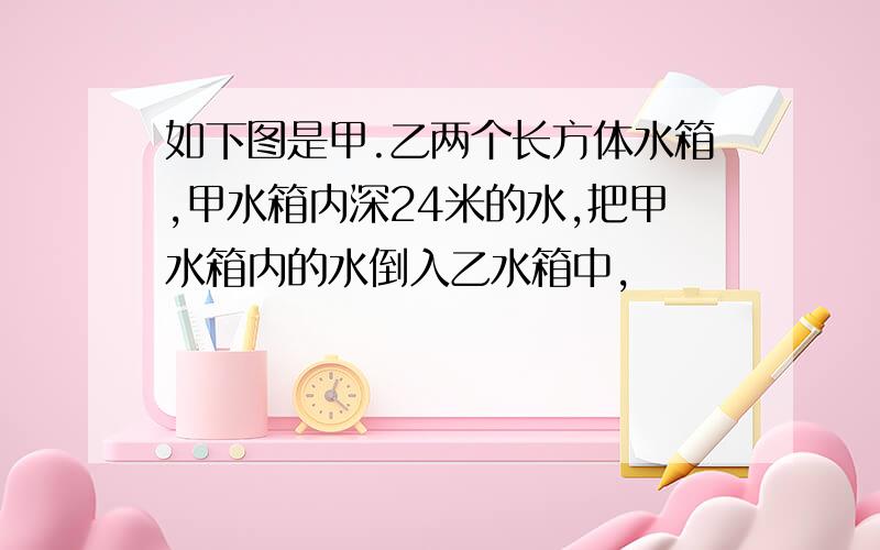 如下图是甲.乙两个长方体水箱,甲水箱内深24米的水,把甲水箱内的水倒入乙水箱中,