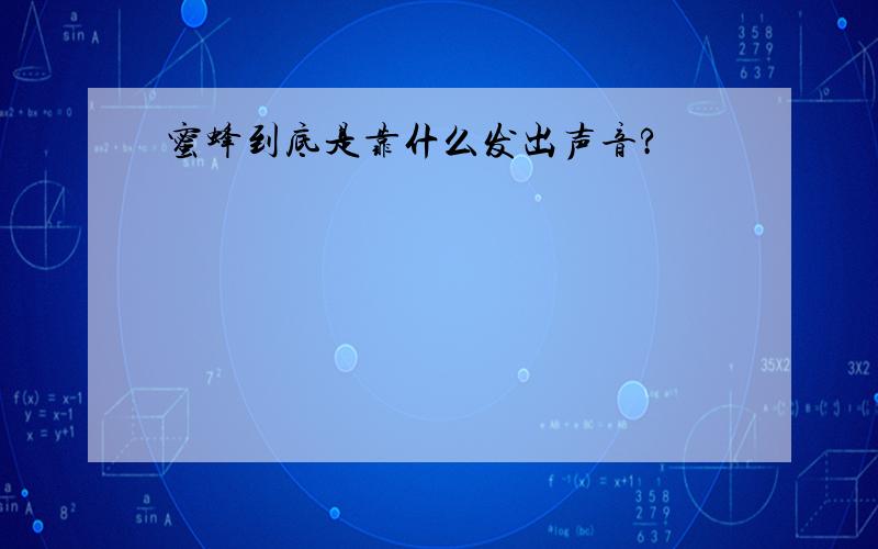 蜜蜂到底是靠什么发出声音?