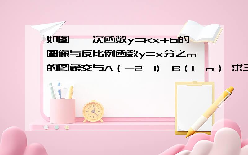 如图,一次函数y=kx+b的图像与反比例函数y=x分之m的图象交与A（-2,1),B（1,n） 求三角形AOB的面积