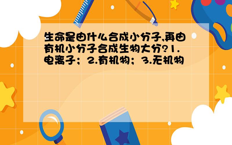 生命是由什么合成小分子,再由有机小分子合成生物大分?1.电离子；2.有机物；3.无机物