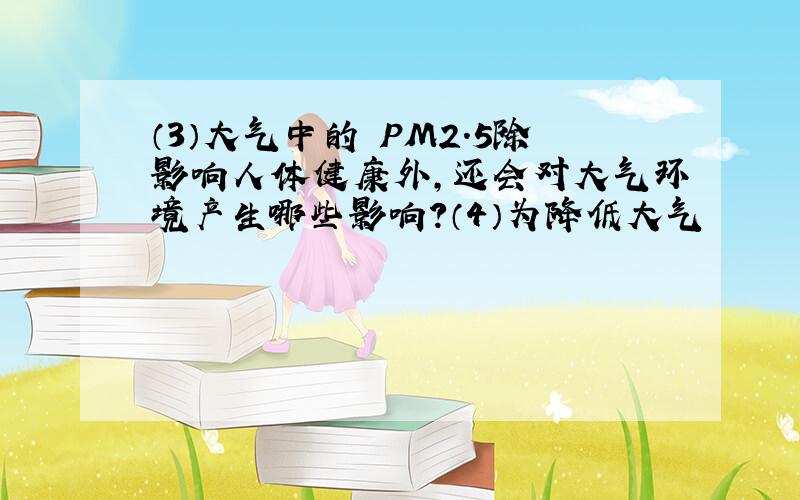 （3）大气中的 PM2.5除影响人体健康外,还会对大气环境产生哪些影响?（4）为降低大气