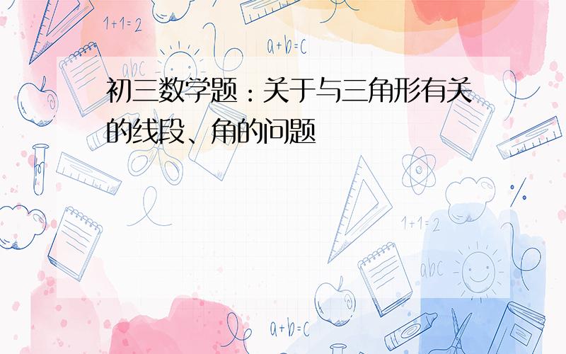 初三数学题：关于与三角形有关的线段、角的问题