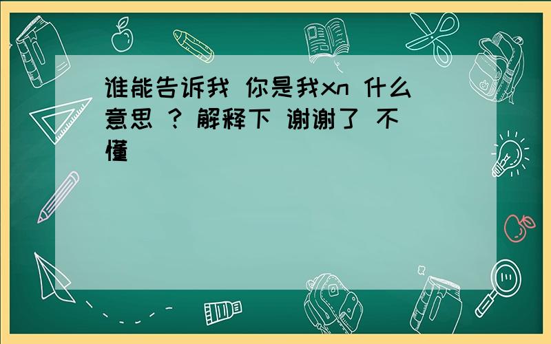 谁能告诉我 你是我xn 什么意思 ? 解释下 谢谢了 不懂