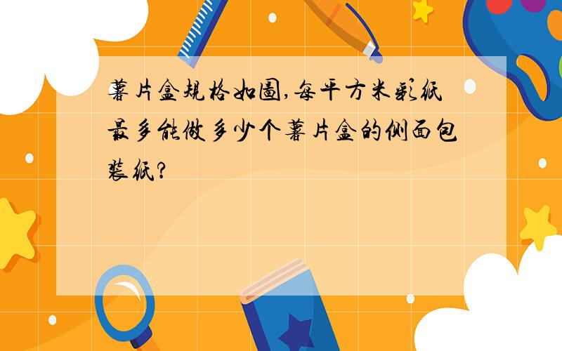 薯片盒规格如图,每平方米彩纸最多能做多少个薯片盒的侧面包装纸?