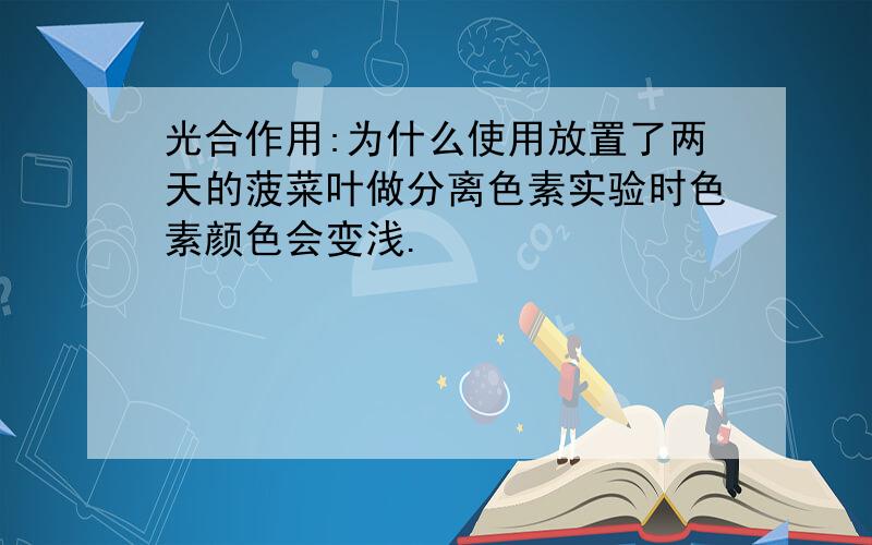 光合作用:为什么使用放置了两天的菠菜叶做分离色素实验时色素颜色会变浅.