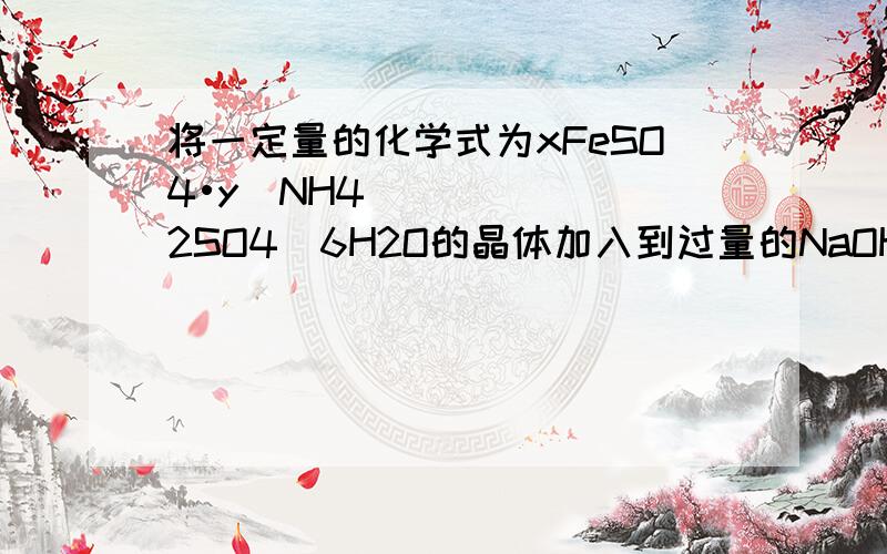 将一定量的化学式为xFeSO4•y（NH4）2SO4．6H2O的晶体加入到过量的NaOH溶液中加热