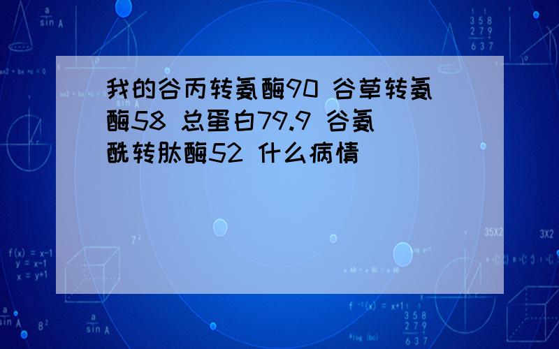 我的谷丙转氨酶90 谷草转氨酶58 总蛋白79.9 谷氨酰转肽酶52 什么病情