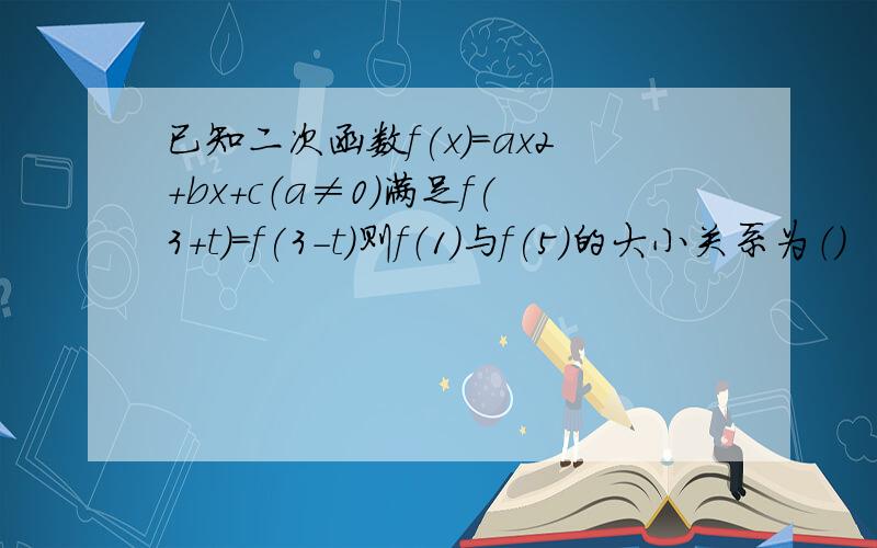 已知二次函数f(x)=ax2+bx+c（a≠0）满足f(3+t)=f(3-t)则f（1）与f(5)的大小关系为（）