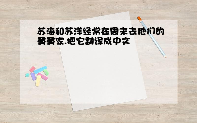 苏海和苏洋经常在周末去他们的舅舅家.把它翻译成中文