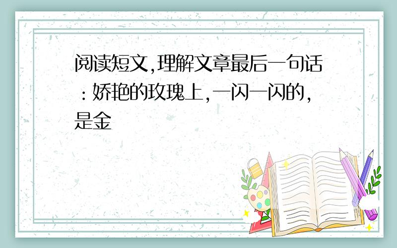 阅读短文,理解文章最后一句话：娇艳的玫瑰上,一闪一闪的,是金