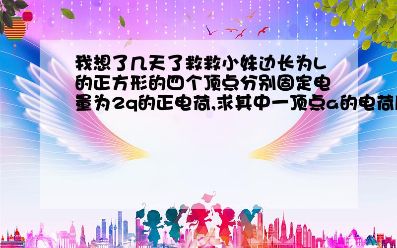 我想了几天了救救小妹边长为L的正方形的四个顶点分别固定电量为2q的正电荷,求其中一顶点a的电荷所受的静电力 合力的部分我