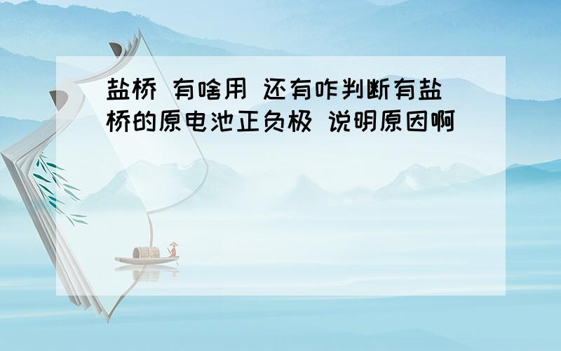 盐桥 有啥用 还有咋判断有盐桥的原电池正负极 说明原因啊