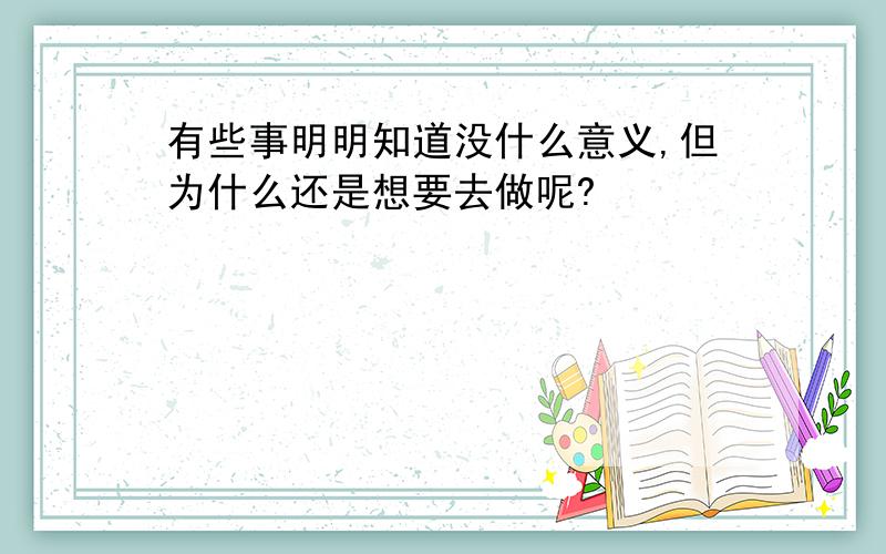 有些事明明知道没什么意义,但为什么还是想要去做呢?