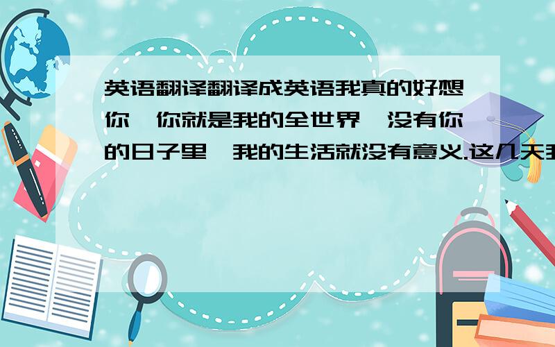 英语翻译翻译成英语我真的好想你,你就是我的全世界,没有你的日子里,我的生活就没有意义.这几天我会哪都不去,静静的等你回来