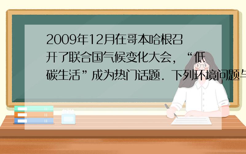 2009年12月在哥本哈根召开了联合国气候变化大会，“低碳生活”成为热门话题．下列环境问题与二氧化碳的排放有关的是（