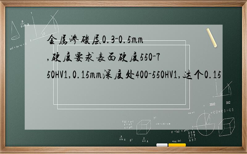 金属渗碳层0.3-0.5mm,硬度要求表面硬度550-750HV1,0.15mm深度处400-550HV1,这个0.15