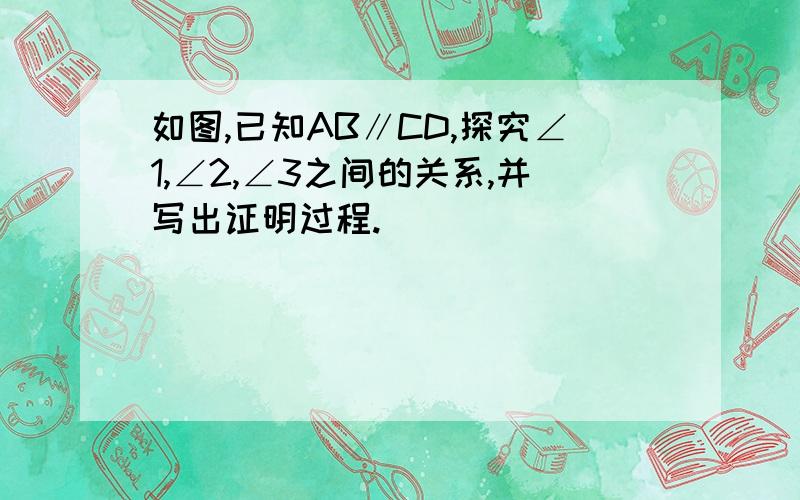 如图,已知AB∥CD,探究∠1,∠2,∠3之间的关系,并写出证明过程.