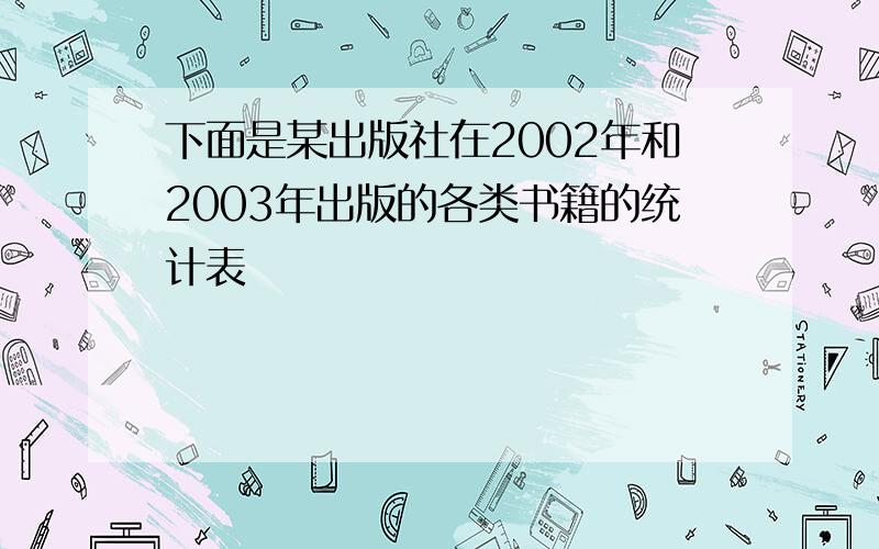 下面是某出版社在2002年和2003年出版的各类书籍的统计表