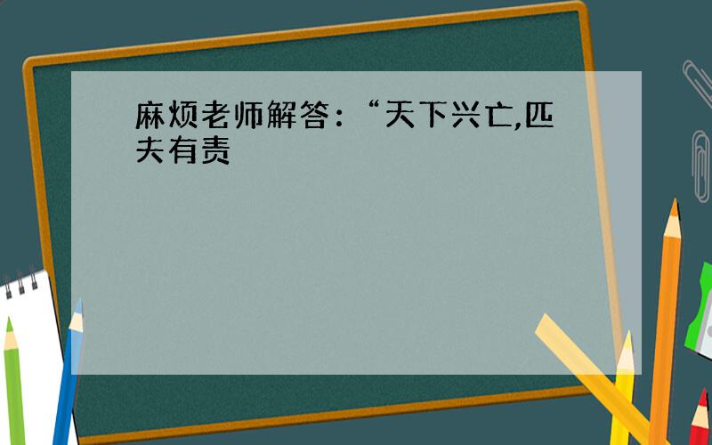 麻烦老师解答：“天下兴亡,匹夫有责