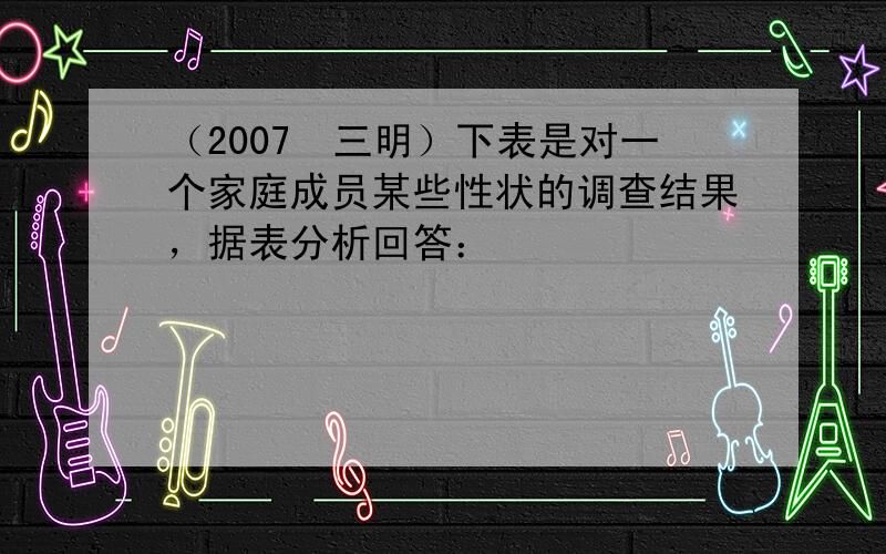 （2007•三明）下表是对一个家庭成员某些性状的调查结果，据表分析回答：