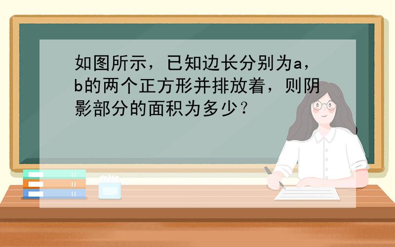 如图所示，已知边长分别为a，b的两个正方形并排放着，则阴影部分的面积为多少？