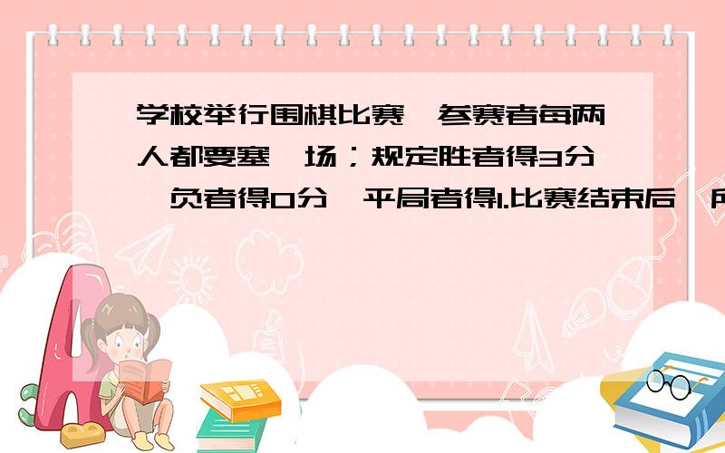 学校举行围棋比赛,参赛者每两人都要塞一场；规定胜者得3分,负者得0分,平局者得1.比赛结束后,所有选手共得63分,一共有