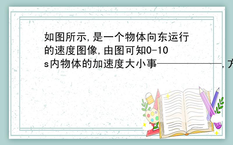 如图所示,是一个物体向东运行的速度图像,由图可知0-10s内物体的加速度大小事——————,方向是————；在10s-4