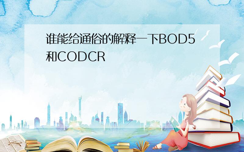 谁能给通俗的解释一下BOD5和CODCR