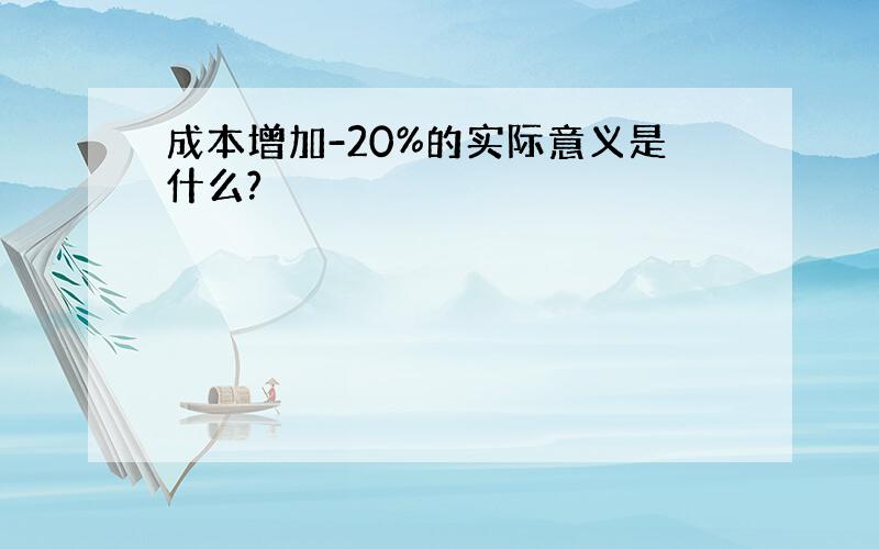 成本增加-20%的实际意义是什么?