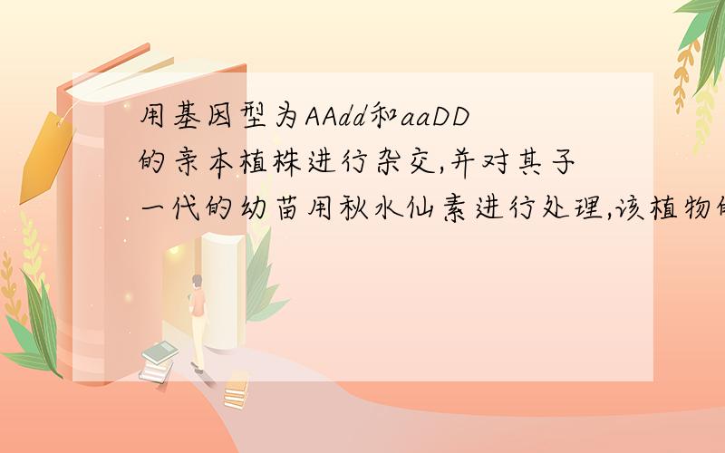 用基因型为AAdd和aaDD的亲本植株进行杂交,并对其子一代的幼苗用秋水仙素进行处理,该植物的基因型和染色体倍数分别是