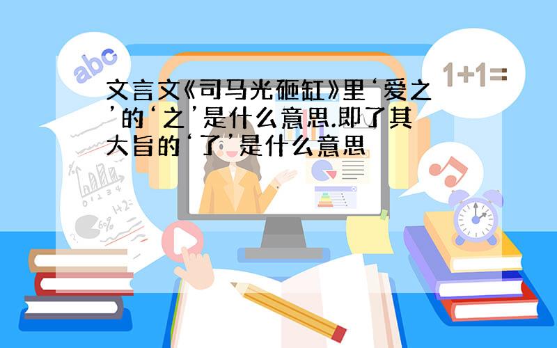 文言文《司马光砸缸》里‘爱之’的‘之’是什么意思.即了其大旨的‘了’是什么意思