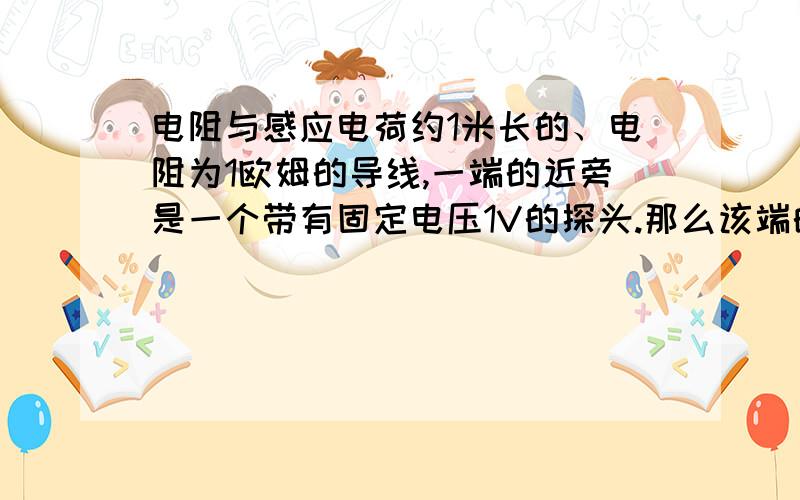 电阻与感应电荷约1米长的、电阻为1欧姆的导线,一端的近旁是一个带有固定电压1V的探头.那么该端的感应电荷是多少?另一端的