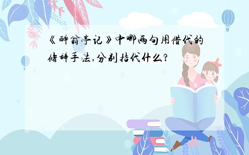 《醉翁亭记》中哪两句用借代的修辞手法,分别指代什么?