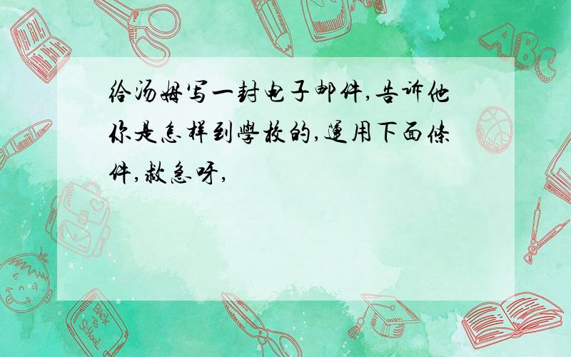 给汤姆写一封电子邮件,告诉他你是怎样到学校的,运用下面条件,救急呀,