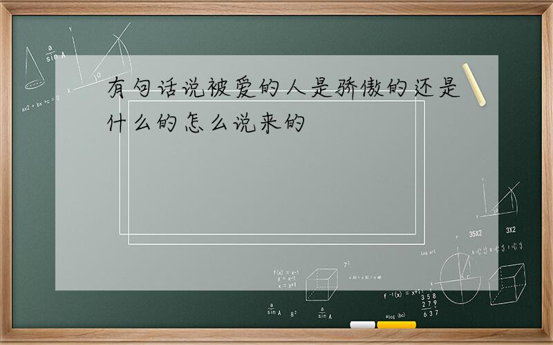 有句话说被爱的人是骄傲的还是什么的怎么说来的