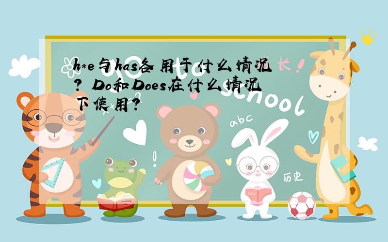 h*e与has各用于什么情况？ Do和Does在什么情况下使用？