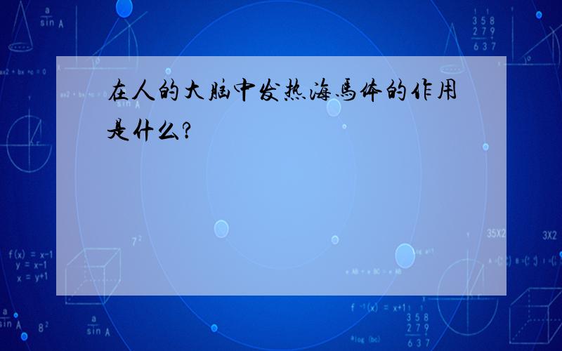 在人的大脑中发热海马体的作用是什么?