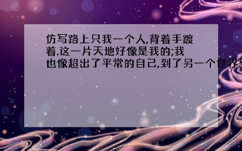 仿写路上只我一个人,背着手踱着.这一片天地好像是我的;我也像超出了平常的自己,到了另一个世界里.