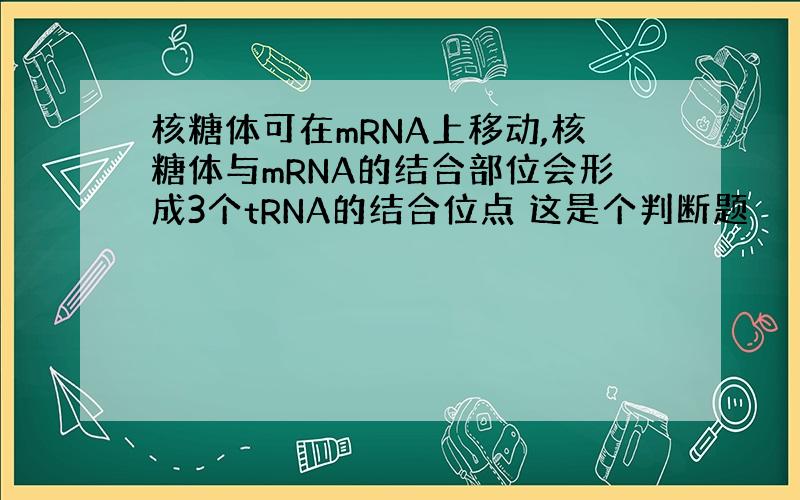 核糖体可在mRNA上移动,核糖体与mRNA的结合部位会形成3个tRNA的结合位点 这是个判断题