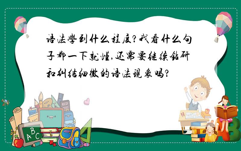 语法学到什么程度?我看什么句子都一下就懂,还需要继续钻研和纠结细微的语法现象吗?