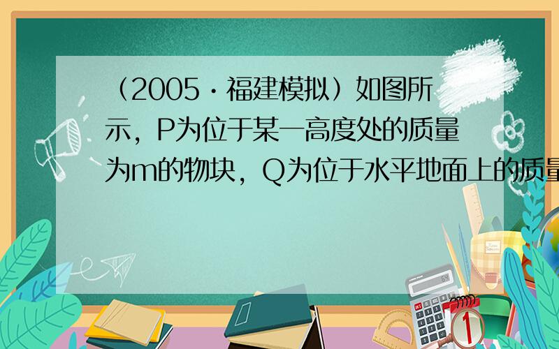 （2005•福建模拟）如图所示，P为位于某一高度处的质量为m的物块，Q为位于水平地面上的质量为M的特殊平板，mM＝18，