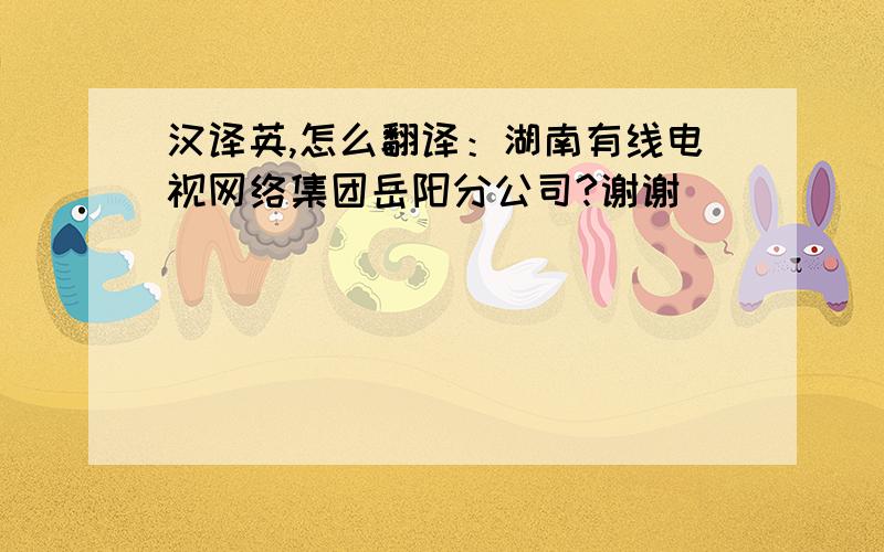 汉译英,怎么翻译：湖南有线电视网络集团岳阳分公司?谢谢