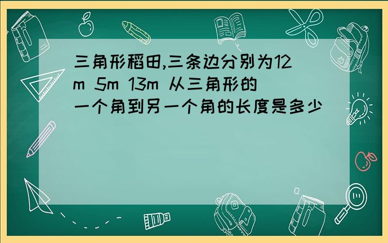 三角形稻田,三条边分别为12m 5m 13m 从三角形的一个角到另一个角的长度是多少