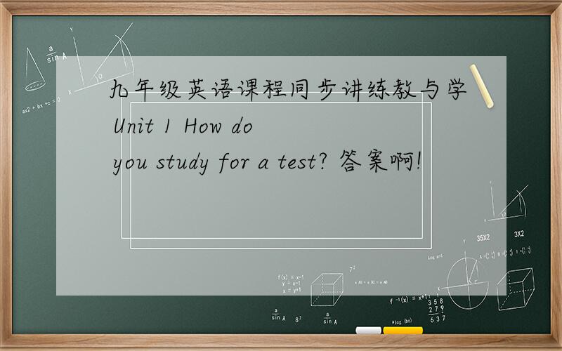 九年级英语课程同步讲练教与学 Unit 1 How do you study for a test? 答案啊!