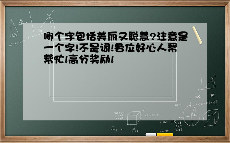 哪个字包括美丽又聪慧?注意是一个字!不是词!各位好心人帮帮忙!高分奖励!