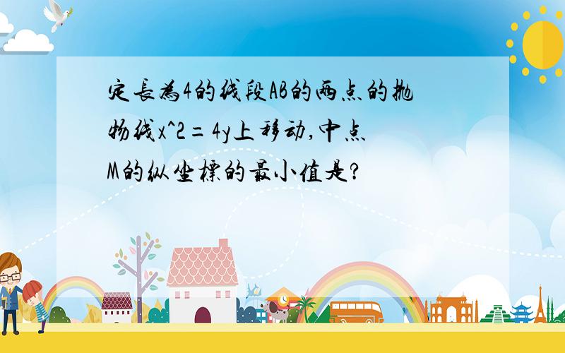 定长为4的线段AB的两点的抛物线x^2=4y上移动,中点M的纵坐标的最小值是?