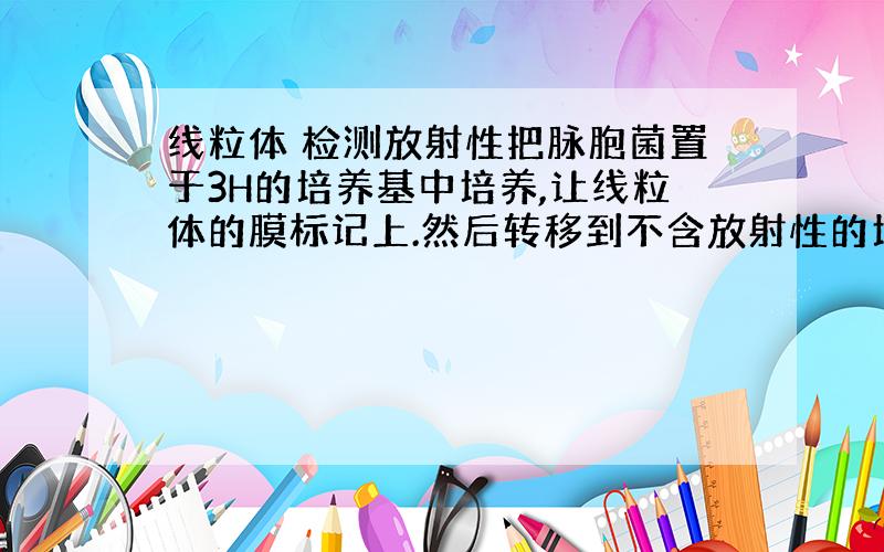 线粒体 检测放射性把脉胞菌置于3H的培养基中培养,让线粒体的膜标记上.然后转移到不含放射性的培养基中,测得脉胞菌中线粒体